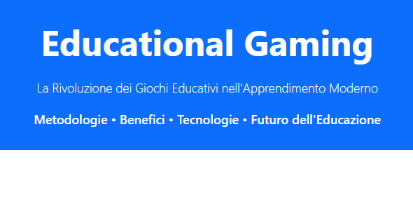 Guida Educational Gaming - Metodologie e implementazione