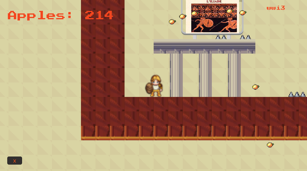 Screenshot gameplay Iliade platform game Unity - Achille combatte davanti alle mura di Troia