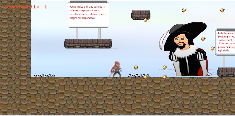 Screenshot del gioco platform 2D Promessi Sposi - Avventura di Renzo e Lucia